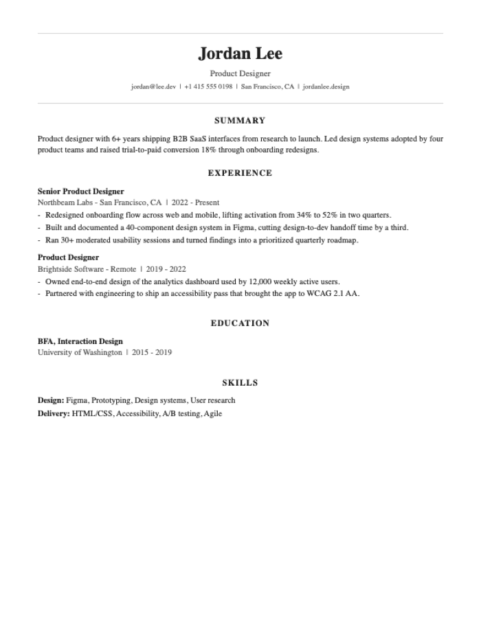 Elegant resume template preview
