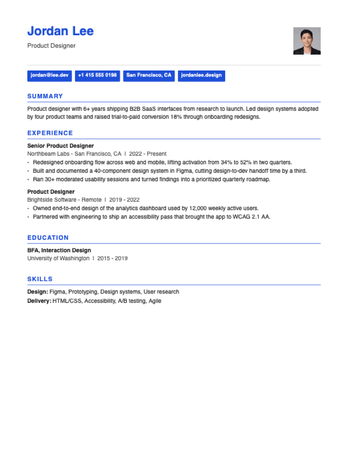 Signal resume template preview